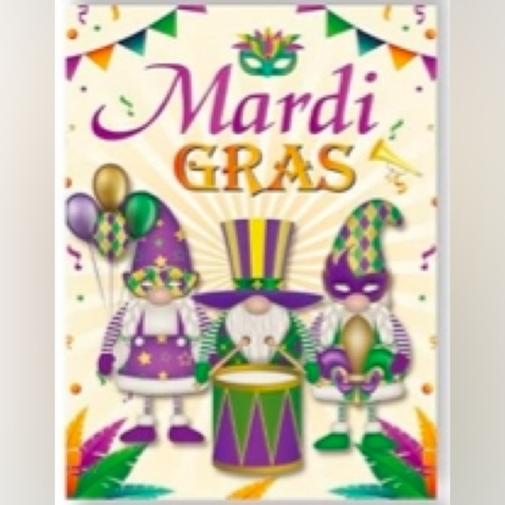 Mardi Gras Gnomes Diamond Painting Kit 30x40cm Purple and Green Accents